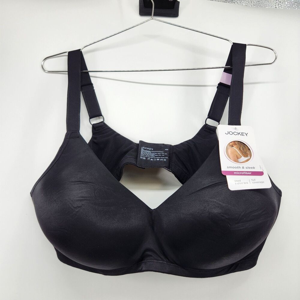 Jockey Women's 42D Black Microfiber Lined T-Shirt Bra NWT‎ Full Coverage